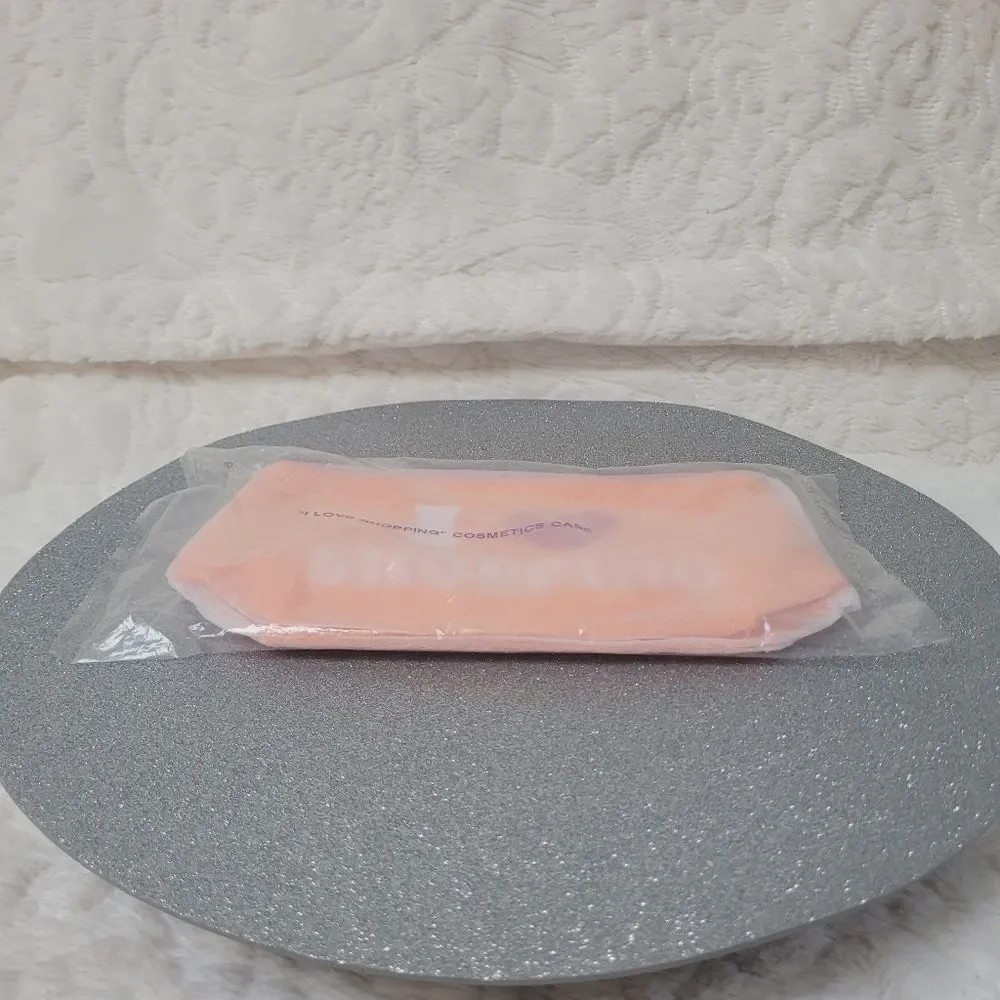 Avon I Love Shopping Cosmetic Makeup Bag Case Cotton Canvas Orange New Sealed